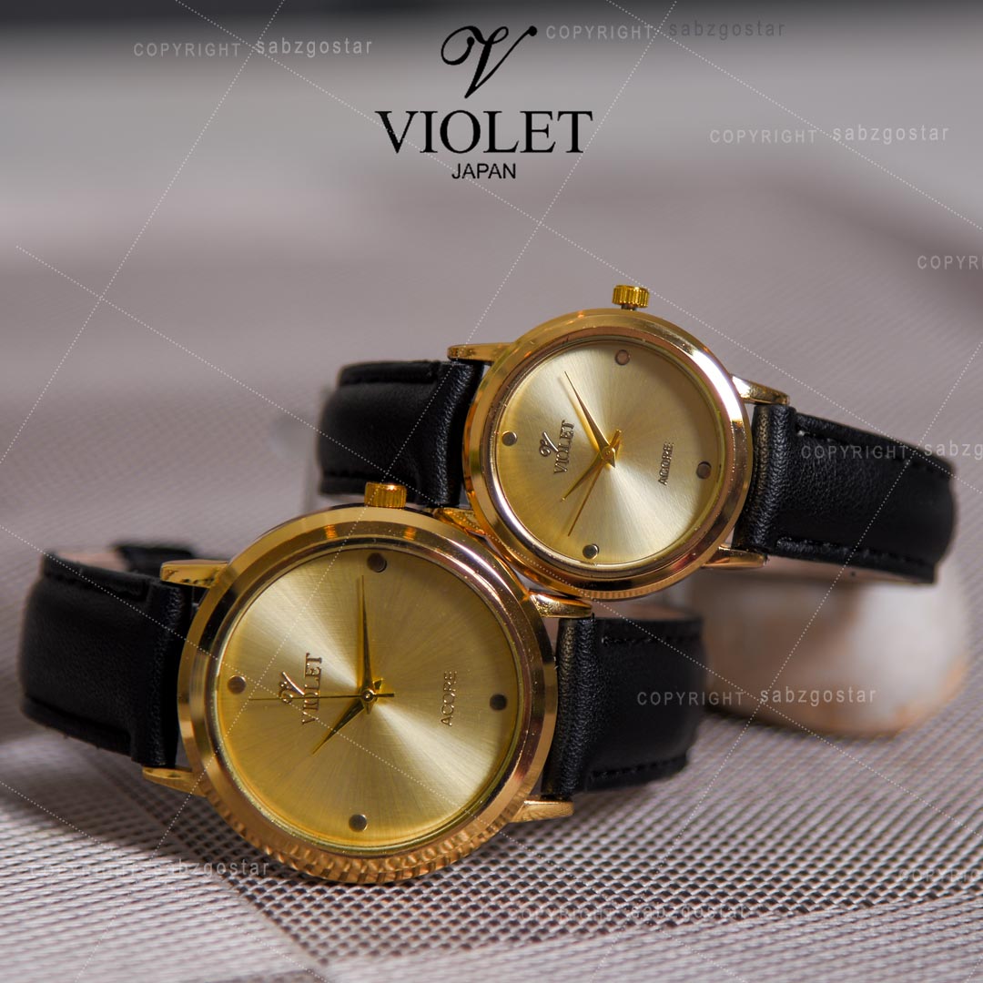 ست ساعت مچی مردانه و زنانه Violet مدل Acore(بند مشکی)